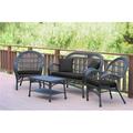 4 Piece Santa Maria Espresso Wicker Conversation Set Black Cushion