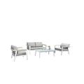 Blue Wave Newport Outdoor Sofa Chairs & Table Conversation Set Taupe - 4 Piece