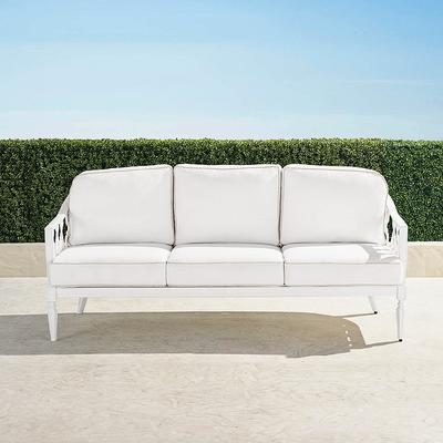 Avery Sofa with Cushions in White Aluminum - Standard, Resort Stripe Glacier - Frontgate