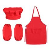 Etereauty Kids Chef Set Complete Kids Kitchen Gift Playset with Chef s Hat Apron and Cooking Sleeve for Cooking Baking Painting Decorating Party (Red)