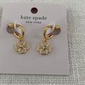 Kate Spade Jewelry | Kate Spade Spades & Studs Enamel Huggies Earrings ~ New~ | Color: Gold | Size: Os