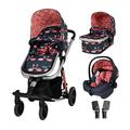 Cosatto Giggle Trail 3 in 1 Travel System - Birth to 20kg - Mutli Terrain Tyres - Includes iSize Car Seat & Adapters & Matching Raincover (Pretty Flamingo)