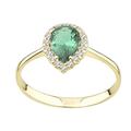 Old English Jewellers 9ct Yellow Gold Emerald Teardrop Cluster Ring size J K L M N O P Q R S (S)