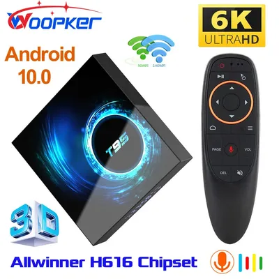 Woopker-Smart TV Box T95 Android 10.0 6K 2.4G 5G Touriste Wifi 128 Go BTpig Commande vocale