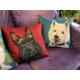 west highland terrier turquoise teal velvet cushion cover dog westie eclectic handmade scottish Christmas country cottage farm mod gift fast