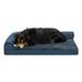 FurHaven Plush Fur & Almond Print Deluxe L-Chaise Sofa Pet Bed Polyester in Blue/White | 6.5 H x 27 W x 36 D in | Wayfair 44436095