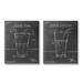 Williston Forge Iced Coffee & Tea Diagram - 2 Piece Wrapped Canvas Graphic Art Set Metal in Gray/White | 20 H x 32 W x 1.5 D in | Wayfair