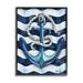 Breakwater Bay Nautical Anchor Wavy Navy Stripes by Paul Brent - Graphic Art on Wood in Blue/Brown/White | 14 H x 11 W x 1.5 D in | Wayfair