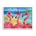 Trinx Flamingo Friends Tropical Island Coast by Paul Brent - Graphic Art on Wood in Blue/Brown/Pink | 16 H x 20 W x 1.5 D in | Wayfair