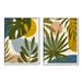 Bay Isle Home™ Tropical Bohemian Plant Leaves by Victoria Barnes - 2 Piece Graphic Art Set on in Blue/Brown/Green | 30 H x 48 W x 1.5 D in | Wayfair