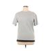 Short Sleeve T-Shirt: Crew Neck Covered Shoulder Gray Color Block Tops - Women's Size X-Large