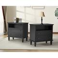 Lark Manor™ Amberlyn 2-Drawer Nightstand w/ Built-In Outlets & Solid Wood Legs Set of 2 Wood in Black | 27.25 H x 28.25 W x 15 D in | Wayfair