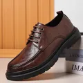 Oxfords – baskets en cuir véritable pour homme chaussures de marche décontractées à lacets