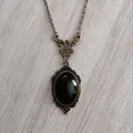 Collier bronze pendentif médaillon pierre onyx camée noir gothique gothique romantique