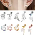 Boucles d'Oreilles Fleur Blanche en Acier pour Femme 1 Pièce 361L Générateur Tragus Cartilage