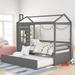 Twin Size Storage House Bed Wood Platform Daybed with Twin Trundle