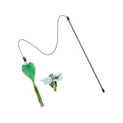 Frisco Leaf & Dragonfly Interchangeable Teaser Wand Cat Toy with Catnip, 2 count