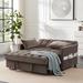 Modern Loveseat Sofa Velvet Upholstered Pull out Sleeper Convertible Sofa Bed with Adjustable Backrest and Two Pillows