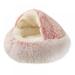 Cat Bed Round Soft Plush Burrowing Cave Hooded Cat Bed Donut for Dogs & Cats Faux Fur Cuddler Round Comfortable Self Warming Pet Bed