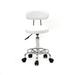 IVV Round Stool with Lines Rotation Bar Stool with Footrest Height Adjustable Swivel Pub Chair Home Kitchen Bar Stool with Backrest White