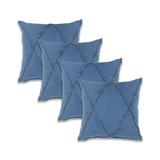 Ox Bay Coronet Blue Solid Organic Cotton Square 4 Piece Pillow Feather Filled Set
