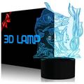 YSITIAN 3D Fishing Lamp Illusion Night Light LED Touch Fish Desk Table Lamps 7 Color Change USB 3D Visual Lights Home Bedroom Decor YT-7519