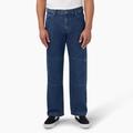 Dickies Men's Loose Fit Double Knee Jeans - Stonewashed Indigo Blue Size 38 32 (DUR05)