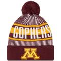 Men's New Era Maroon Minnesota Golden Gophers Logo Striped Cuff Knit Hat with Pom