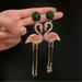 Zara Jewelry | Flamingo Drop Earrings | Color: Gold/Pink | Size: 3.5”*1.2”