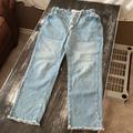 Free People Jeans | Nwot Free People Sz Small Denim High Waist Cinched Button Fly Drawstring Jean | Color: Blue/White | Size: Small