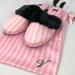 Victoria's Secret Shoes | New Victoria’s Secret Satin Bedroom Slippers | Color: Black/Pink | Size: 9