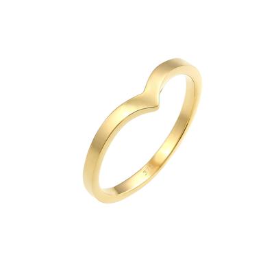 Elli PREMIUM - V-Form Stapelring Geo Look Modern 375 Gelbgold Ringe 1 ct Damen