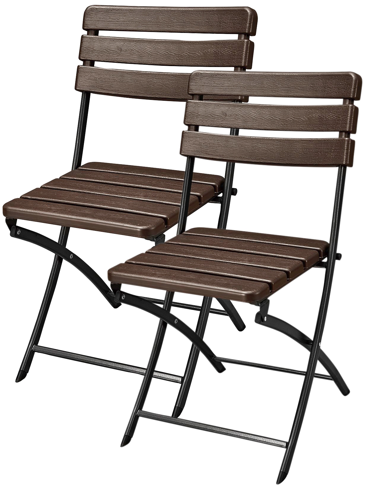 Gartenstuhl GARDEN PLEASURE "Tabora", schwarz (holzoptik, schwarz), H:83cm T:54cm, Stahl, Stühle, 2er Set, Stahl, klappbar, graphit