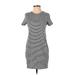 Old Navy Casual Dress - Sheath Crew Neck Short sleeves: Gray Print Dresses - Women's Size Small