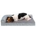 FurHaven Plush Fur & Almond Print Cooling Gel Top Deluxe L-Chaise Pet Bed Polyester/Memory Foam in Gray | 6.25 H x 12 W x 17 D in | Wayfair