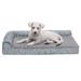 FurHaven Plush Fur & Almond Print Memory Top Deluxe L-Chaise Sofa Pet Bed Polyester/Memory Foam in Gray | 6.25 H x 12 W x 17 D in | Wayfair