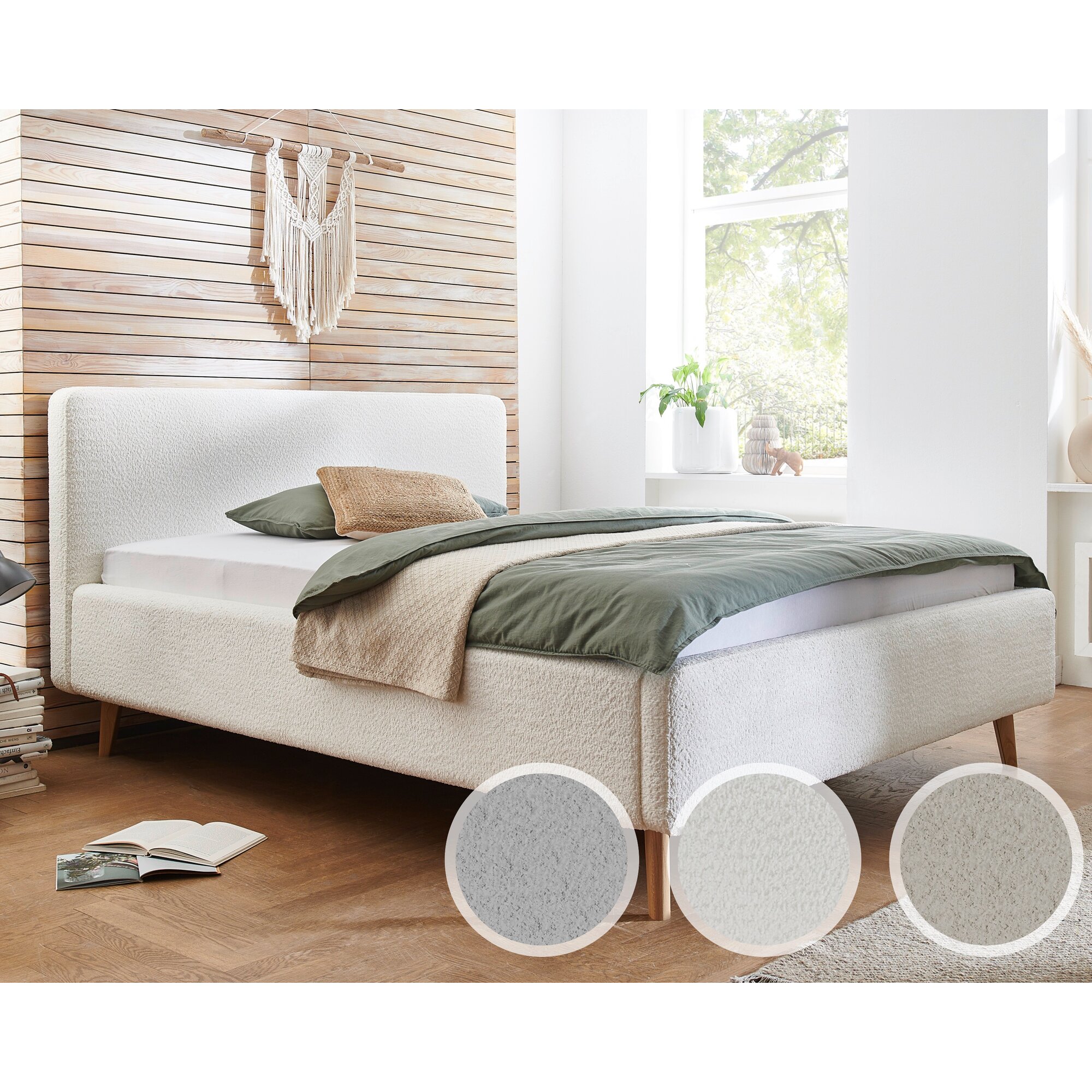 meise.möbel »Mattis« Polsterbett Teddy mit Bettkasten 140x200 cm / beige / mit Bettkasten