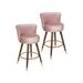 Everly Quinn Pedra Swivel Velvet Bar Stools Wood/Upholstered/Velvet in Pink | 36.22 H x 20.47 W x 20.47 D in | Wayfair