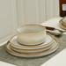 Joss & Main Azal Stoneware Dinnerware Sets, 12-Piece Dish Set Ceramic/Earthenware/Stoneware in White/Brown | Wayfair