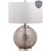 Everly Quinn Glass Table Lamp Glass/Fabric in Gray | 24.5 H x 17 W x 17 D in | Wayfair 8C0A61EBE7C341E1A9D99D851847C938
