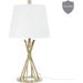 Everly Quinn Metal Table Lamp Metal/Fabric in White/Yellow | 23 H x 11 W x 11 D in | Wayfair 97A64B72EC3E41DCA314F81E6165F753