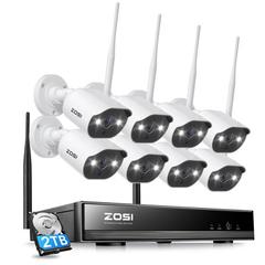 ZOSI 8CH 3MP NVR Security Camera System w/ 2TB HDD, 8Pcs WIFI Spotlight Cameras, Plug-in, 2-way Audio in White | Wayfair ZSWNVK-A83082-W-US-A10