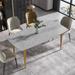 71'' Modern dining table, sintered stone rectangular table top and carbon black steel legs - N/A