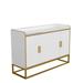 Modern Kitchen Buffet Storage Cabinet Cupboard White Gloss Metal Legs