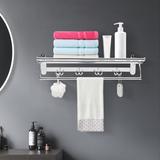 Towel Racks for Bathroom Shelf with Foldable Towel Bar - 23.6*9*5in