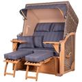 Mr. Deko Strandkorb Komplettset - bene living - Schaalsee Teak - PE grau - Modell 582 - inkl. Liftersystem