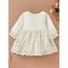 Kid Girl Romper Dress Long Sleeve Round Neck Patchwork High Waist Lace Floral Party Dress(0-18 Months)