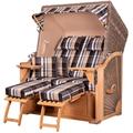 Mr. Deko Strandkorb Komplettset - bene living - Schaalsee Teak - PE grau - Modell 583 - inkl. Liftersystem