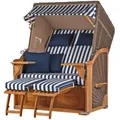 Mr. Deko Strandkorb Komplettset - bene living - Schaalsee Teak - PE grau - Modell 518 - inkl. Liftersystem