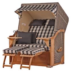 Mr. Deko Strandkorb Komplettset - bene living - Schaalsee Teak - PE grau - Modell 505 - inkl. Liftersystem